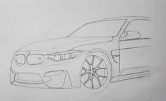 a pencil drawing of a bmw car