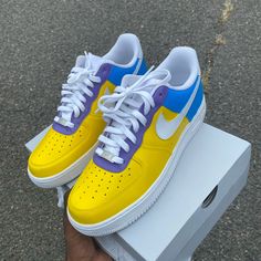 - Multi Colored Air Force 1 Customized Low Af1s - Custom Air Force 1s, Men’s Sizes. - You Can Convert The Sizes To Women’s Or Smaller Sizes! - Will Be Done On These Color Ways, Or Another If Requested. - Shoes And Charge! - Message Me For Questioning You May Have! Yellow Custom Sneakers With Gum Sole For Sports, Yellow Low-top Custom Sneakers For Streetwear, Yellow Low-top Custom Sneakers With Boost Midsole, Yellow High-top Custom Sneakers With Gum Sole, Nike Air Force 1 Yellow With Boost Midsole, Casual Yellow Custom Sneakers With Gum Sole, Yellow Casual Custom Sneakers For Streetwear, Yellow Casual Sneakers For Streetwear, Yellow Nike Air Force 1 With Round Toe