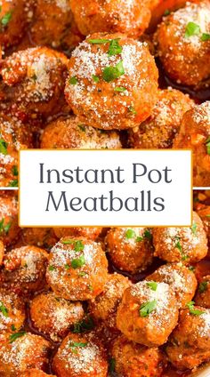 instant pot meatballs with parmesan cheese and parsley on top in a white bowl