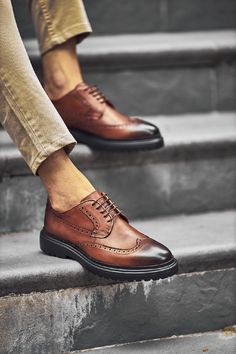 Holloshoe Camel Brogue Derby Shoes - Premium 100% leather camel brogue shoes with an EVA sole and intricate lace details. 2024 Color, Brown Shoes, Loafer Sneakers, Eva Sole, Derby Shoes, Brown Shoe, Color Code, Classic Elegance, Summer 2024