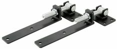 two black metal door latches on white background