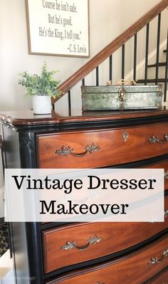 an old dresser is transformed into a vintage dresser makeover