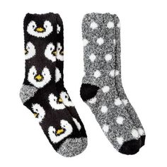 New 2 Pair Cozy Crew Socks Penguin & Polka Dots Women's Size 4-10 Soft Novelty Footwear Material: 97% Recycled Polyester, 2% Other Fibers, 1% Spandex Machine Wash & Tumble Dry Duck Boot Socks, Yellow Socks, Cabin Socks, Give Love, Budget Friendly Gift, Fluffy Socks, Fuzzy Socks, Cozy Socks, Fishnet Stockings