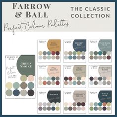 the color palette for farrow and ball's latest collection is available in several colors