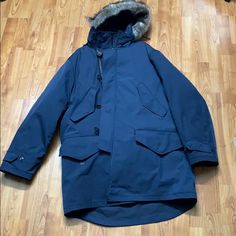 It Is Coach Parka Jacket Size Xl. The Hoodie Was Made From Wolf Fur So It Is Extremely Warm. I Used It When I Had Vacation In Seatle. Now I Will No Longer Use It. Coach Jackets, Coach Jacket, Parka Jacket, Trench Coats, Parka, Trench Coat, Mens Jackets, Color Blue, Jackets & Coats