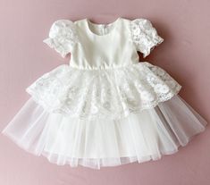 Baptism dress for baby girl, christening gown, baby blessing dress, baptism tutu dress, lace baptism outfit for baby girl Elegant Ruffled Tutu Dress For First Communion, Fitted Cream Princess Baptism Dress, Lace Princess Dress With Ruffles For First Communion, White Tulle Baptism Dress With Ruffles, White Princess Baptism Dress With Tulle Skirt, Fitted White Tutu Dress For Confirmation, Fitted Tutu Dress With Lace Bodice For First Communion, White Fitted Tutu Dress For Confirmation, Fitted Lace Bodice Tutu Dress For First Communion