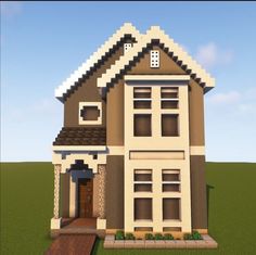 Minecraft Walmart Building, Exterior Minecraft Ideas, Town Houses Minecraft, Minecraft Town Buildings, Minecraft Neighborhood Ideas, Minecraft Houses Exterior, Minecraft Townhouse Ideas, Minecraft Flat World Ideas, Minecraft School Building