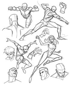 an image of some character sketches for the animated movie, flash man and supermangirl