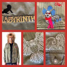 Like New American Eagle Army Style Jacket Would Make Amazing Gift!!! Light Weight Size M Pit To Pit Is 20” This Is All Custom Embroidered. I Designed Several Of The Embroideries Myself. One Of A Kind The Best Movie Ever! Labyrinth Movie 1986 Biggest Fan Of David Bowie Would Love This! Buttons On Right Side Generally Signify A Man’s Jacket, But This Jacket Is Very Unisex Looking. Could Be For Anyone! #Christmasgift #Oneofakind #Labyrinth Labyrinth Movie, Army Style, The Labyrinth, Army Fashion, Embroidered Jacket, David Bowie, Labyrinth, Good Movies, American Eagle Outfitters