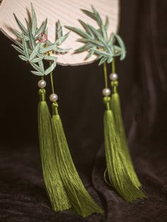 This price is for a hairclip only, others are not included. Size Free Size Bamboo Length 9 Fringe Length 21 Flying City, Unique Hair Accessories, Green Bamboo, Willow Green, Flower Ornaments, Vintage Gothic, Beaded Fringe, Book Decor, Lolita Fashion