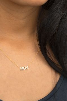 $295.00. 14k Gold MOM pendant with adjustable 16"-18" chain Mom Pendant, Free Style, Mom Necklace, Bead Chain, Chain Pendants, Cable Chain, Layered Necklaces, Gold Pendant, Diamond Necklace