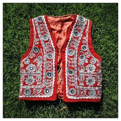 Super Cool Vintage 70s MAROON Velvet ALADDIN Detailed VEST Costume - Tween, Child Denim Vest, Cool Costumes, Velvet Fabric, Vintage 70s, Pearl Beads, Pearl White, Metallic Silver