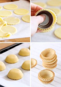 the process for making cookies is being made with cookie dough and rolled up in small circles