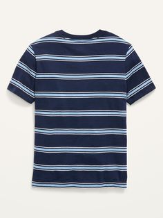 Our Softest T-shirts offer mega softness plus a comfy, relaxed fit.  Rib-knit crew neck.  Short sleeves.  Wide, contrasting stripes.  Tag-free label and pieced trim inside neck for added comfort and durability.  Soft, cotton-blend jersey.  Relaxed fi Striped Stretch T-shirt With Short Sleeves, Blue Short Sleeve T-shirt With Contrast Stripes, Stretch Striped Short Sleeve T-shirt, Navy Nautical Short Sleeve T-shirt, Blue Cotton T-shirt With Horizontal Stripes, Boys Graphic Tee, Soft Shorts, Navy Stripes, Old Navy