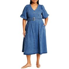 in stock Plus Size Fit And Flare Dress, Rose Maxi Dress, Tango Dress, Denim Midi Dress, Date Night Dresses, Mid Dresses, Chic Woman, City Chic, Plus Size Dress