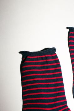 Soft cotton blend striped roll sock. Striped Stretch Socks For Winter, Stretch Striped Socks For Winter, Winter Striped Stretch Socks, Striped Socks For Stocking Stuffers In Winter, Striped Socks For Winter Stocking Stuffer, Casual Striped Cotton Socks, Casual Striped Stretch Socks, Casual Navy Cotton Socks, Casual Stretch Striped Socks