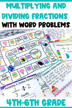 multiling and dividing fractions with word problems worksheet for 4th grade students