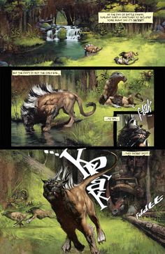 an image of a comic strip with animals in the background and text that reads,