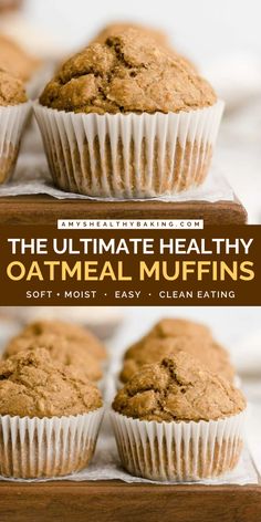 Looking for easy healthy breakfasts and healthy snacks to make? Here's a healthy baking idea for oat muffins! Deliciously sweet and spiced, these are The Ultimate Healthy Oatmeal Muffins. They're also clean eating, low fat, and low sugar with a gluten free option! One Bowl Muffins Healthy, Clean Breakfast Muffins, Lunch Muffins Healthy, No Flour Oatmeal Muffins, Simple Breakfast Muffins Healthy, Muffin Recipes For Diabetics, Whole Wheat Breakfast Muffins, Oatmeal Muffins Healthy No Flour, Oatmeal Scones Healthy