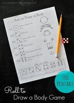 roll to draw a body game with dices and pencil