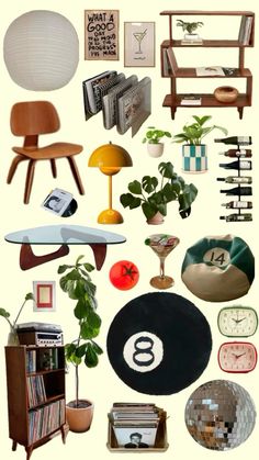 a collage of furniture and decor items