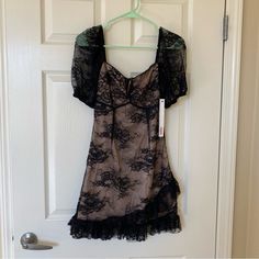 Part Of Jenn Im’s Clothing Line Eggie. Very Beautiful Black Lace Dress. Size S. Brand New. Note: Part Of The Front Was Restitched Since The Metal Wiring Poked Through. In Black Thread So It Is Not Noticeable. Black Coquette Mini Dress For Evening, Fitted Black Coquette Dress, Jenn Im, Black Thread, Clothing Line, Black Lace Dress, Black Lace, Lace Dress, Thread