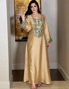 Beautiful 😉 Sequins Embroidery Dubai Abaya Women Jalabiya Long Arabic Dress 👗 Buy latest Kaftan which are made up from best quality fabrics with latest styles from our large collections at arabicattire.com Shop Now : https://bit.ly/3fhH4gI Buy online $ 57.95 #kaftanforladies #islamickaftan #dubaiislamickaftan #fashionkaftandresses #modernkaftan #trandingkaftan #preetykaftan #simplekaftan #beautifulkaftan #heavykaftan #partykaftan Jalabiya Arabic Dress, Turkish Clothing, Arabic Dress, Dubai Abaya, Golden Dress, Dress Luxury, Evening Dresses Short, Muslim Dress, Abaya Dress