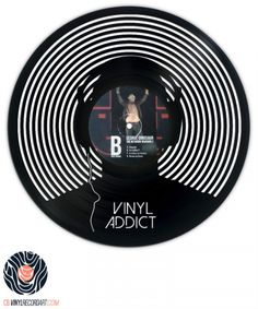 the vinyl record is black and white with stripes