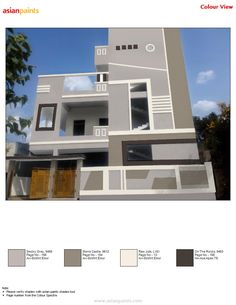 the front and side of a house with different colors