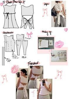 the instructions for how to make a skirt and crop top with bows on each side