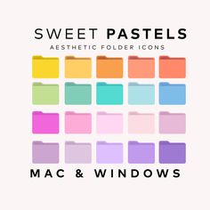 colorful file folders with text that reads sweet pastels aesthetic folder icons mac and windows