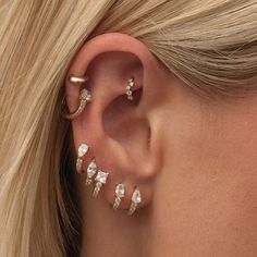 Gold Hadar Hoop Earring | Conch Hoops | Adornmonde Single Piercing, Earring Unique, Earring Stack, Huggie Earring, Luxe Jewelry, Silver Ear Cuff, Claw Setting, Demi Fine Jewelry, Rose Gold Jewelry