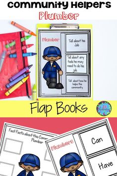 the community helper's flip book is filled with pictures and text to help students learn