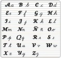 an old fashioned handwriting alphabet on lined paper