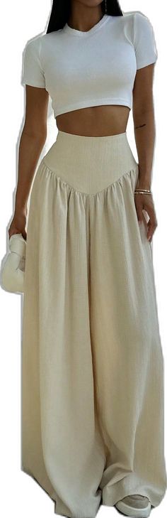 Chic Ruched Bottoms For Daywear, Summer Ruched Bottoms For Daywear, Chic Beige Ruched Bottoms, Waist-length Bottoms For Summer Daywear, Beige Pleated Waist Summer Bottoms, Beige Pleated Waist Bottoms For Summer, Summer Beige Bottoms With Pleated Waist, Spring Daywear Ruched Bottoms, Ruched Bottoms For Spring Daywear