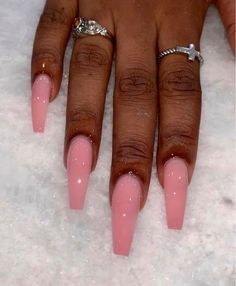 Medium Narrow Square Acrylic Nails, Blush Pink Acrylic Nails, Rose Pink Nails, Blush Pink Nails, Summer Acrylic Nails, Square Acrylic Nails