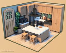 Sims 4 Remodel, Green Apartment, House Flippers, Sims Builds, Scandinavian Apartment