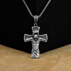 Handmade Jesus Crucifixion Cross Necklace, Faithful Cross Necklace, Holy Jesus Jewelry, Inrı Necklace, Anniversary Gift, Men Pendant Made of 925 silver and handcrafted by hand, this ring is not only an accessory piece that complements your daily elegance, but also has details that will reflect your character and style. It is also a great gift to give to your loved ones on their special days. At SavisSilver, we always give importance to the satisfaction of our customers, we recommend you to read Crucifix Necklace For Father's Day Gift, Father's Day Gift Crucifix Necklace, Handmade Silver Necklaces For Father's Day, Jesus Jewelry, Jesus Crucifixion, 3d Pendant, Men Pendant, Crucifixion Of Jesus, Your Character