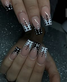 Dotted Acrylic Nails, 90 Theme Nails, Dotted Nails Designs, Acrylic Nails With Dots, Dot Nails Acrylic, Nail Dot Designs, Nails With Dots Design, Dot Design Nails, Nail Designs With Dots