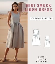 a women's dress sewing pattern with an image of the front and back view