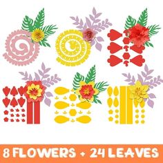 flowers and leaves cut outs for paper crafts