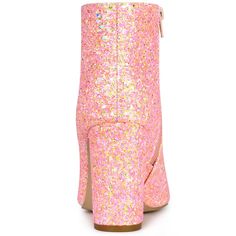 These stylish boots are made of a material that will be a big hit. They have an elasticated side zipper, sequin upper, and high-block heels for an added touch of style. They are great for parties, clubs, dating, daily, and going out. These boots are eye-catching, so just pair them with your skirts or skinny jeans to create a stylish, fashionable look. Clear Block Heels, Chunky Heel Ankle Boots, Zipper Heels, Back To College, Glitter Design, Womens Chunky Heels, Block Heel Ankle Boots, Chunky High Heels, Heel Ankle Boots