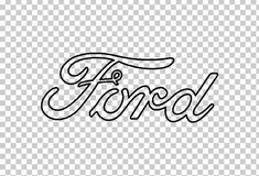 the word ford written in cursive writing on a transparent background with black and white lettering