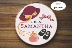 a cross stitch pattern with the words, i'm a samantaha on it