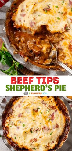 beef tips shepherd's pie with cheese on top