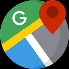 the google logo is shown on a black circle with a red marker in it's center