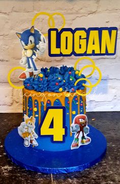 Number 4 Sonic Cake, Sonic The Hedgehog Birthday Party Cake, Sonic Cakes For Boys, Super Sonic Cake, Sonic The Hedgehog Birthday Cake, Super Sonic The Hedgehog, Drip Birthday Cake, Shopping Cake, Christmas Chocolate Desserts