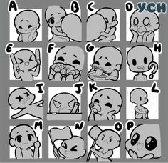 an image of how to draw cartoon characters in the style of anime character expressions, with different