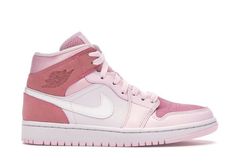 Jordan 1 Mid Digital Pink, Air Jordan 1 Mid Digital Pink, Nike Jordan 1 Mid, Pink Jordans, Lanvin Sneakers, Dior Sneakers, Balenciaga Sneakers, Cute Nike Shoes, Air Jordan Sneakers