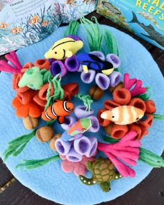 Coral Reef Play Mat Playscape - Tara Treasures World Of Wonder, Small World Play, Interactive Play, Hand Felted, Felt Toys, Underwater World, Play Mat, Coral Reef, Small World